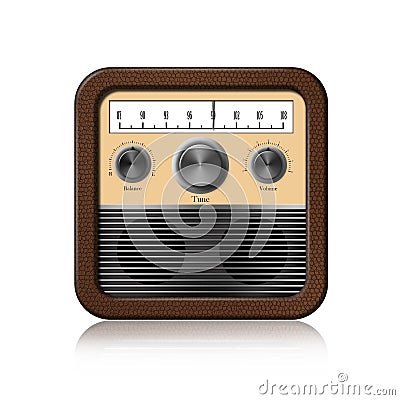 Retro Radio Icon on white background Stock Photo