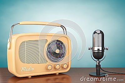 Retro Radio and Vintage Microphone Stock Photo