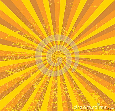 Retro rays background with scratches. Vector vintage old fashioned template Stock Photo