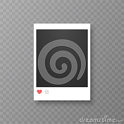 Retro realistic vector photo frame or social media template. Placed on transparent background vector illustration. Vector Illustration