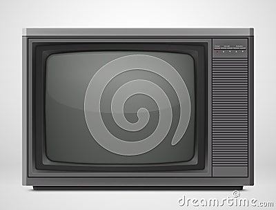 Retro Realistic Wide TV Set from 80s or 90s Vector Illustration