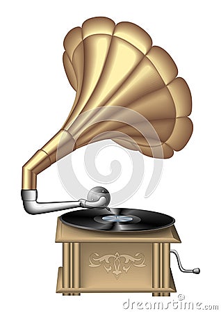 Retro record player vector Vector Illustration