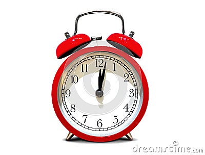 Retro alarm clock on white background Stock Photo