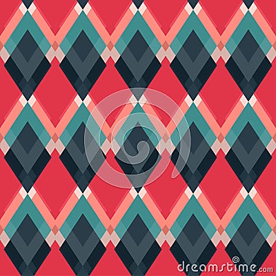 Retro red rhombus seamless pattern Vector Illustration