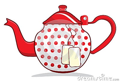 Retro red teapot Vector Illustration