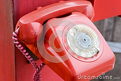 Retro red telephone Stock Photo