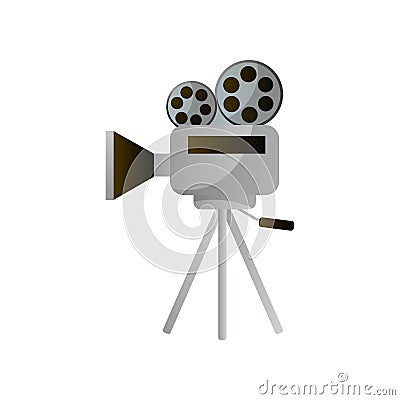 Retro reel camera for film production or city cinema Vector Illustration