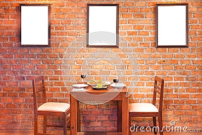 Retro restaurant interior with thai food and red wine Stock Photo