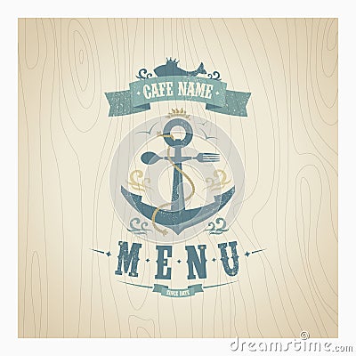 Retro restaurant seafood menu Vector Illustration