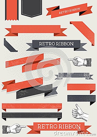 Retro Ribbon Collection Vector Illustration