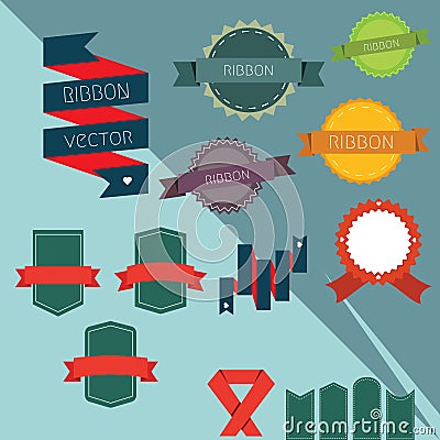 Ribbons and labels set Vector Stock Photo