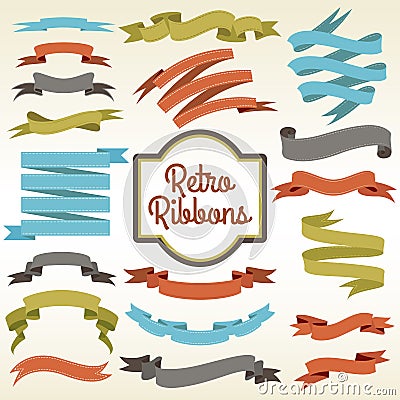 Retro ribbons cuttings composition poster Vector Illustration