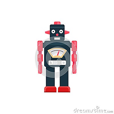 Retro robot, Robot isolate vector, Retro Robot toy Vector Illustration