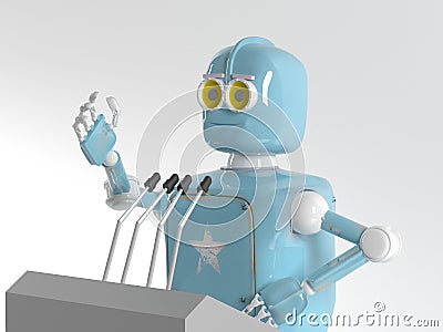 Retro robot orator, speaker, 3d, render Stock Photo