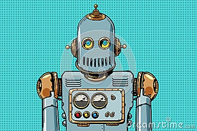 Retro robot portrait Vector Illustration