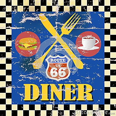 Retro route 66 diner Vector Illustration