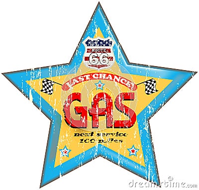 Retro route gas station Vector Illustration