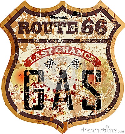 Retro route 66 gas station Vector Illustration