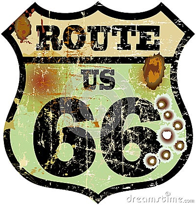 Retro route 66 sign Vector Illustration