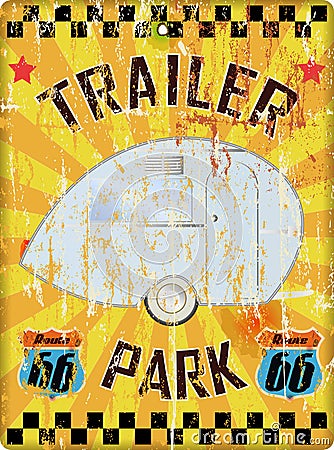 Retro route 66 trailer park sign Vector Illustration