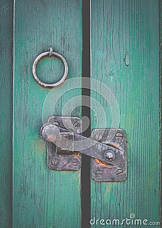 Retro Rustic Door Latch Stock Photo