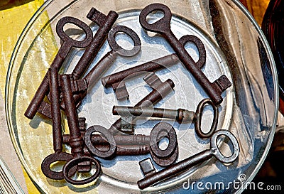 Retro rusty keys Stock Photo