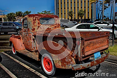 Retro Rusty Patina Antique Chevy Chevrolet pick up truck from 1946 on display in Ft Lauderdale1946 Editorial Stock Photo