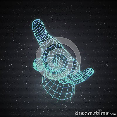 Polygonal Human Hand With Offering Help Gesture Vector Illustration
