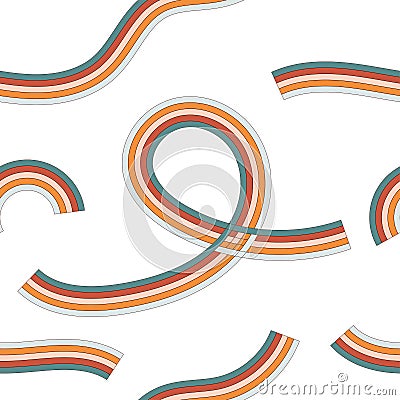 Retro 70s 60s hippie groovy rainbow vector seamless pattern Vector Illustration