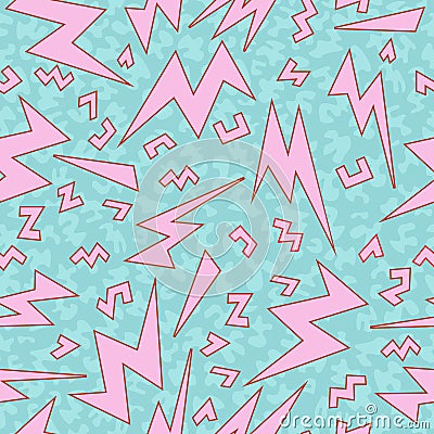 Retro 80s lightning bolts pattern Vector Illustration