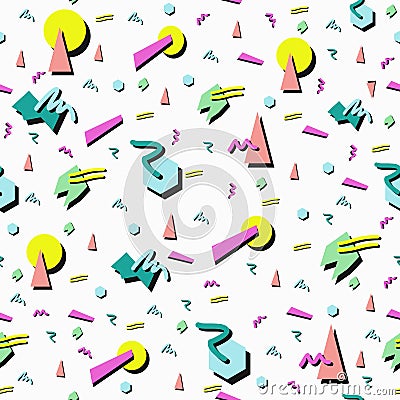 Retro 80s seamless pattern background Vector Illustration