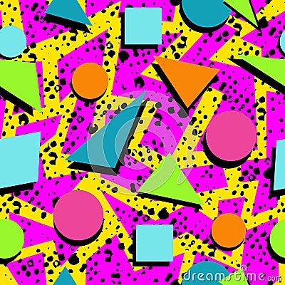 Retro 80s seamless pattern background Vector Illustration