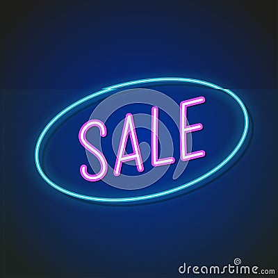 Retro sale neon sign Vector Illustration