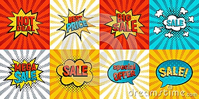 Retro sales icon vector card collection Vector Illustration