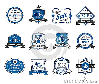 Retro sales labels icons collection Vector Illustration