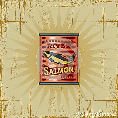 Retro Salmon Can Vector Illustration