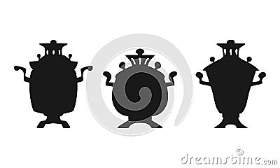 Retro samovar. Silhouette icons set Vector Illustration