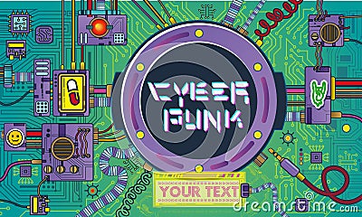 retro science cyberpunk robots mechanisms and machines details of the spacecraft pop art retro Vector Illustration
