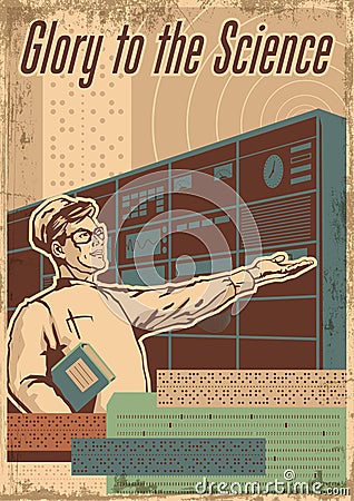 Retro Science Propaganda Poster Style Stock Photo