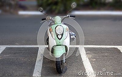 Retro style scooter in the parking lot Stock Photo