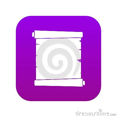 Retro scroll paper icon digital purple Vector Illustration