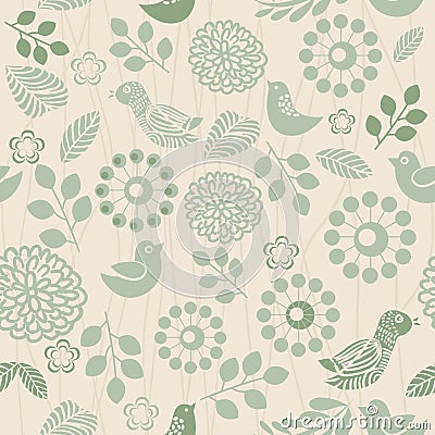 Retro seamless floral pattern Vector Illustration