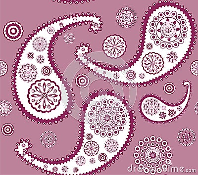 Retro seamless paisley (turkish cucumber) pattern Vector Illustration