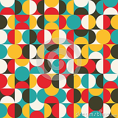 Retro seamless pattern with circles. Vector Illustration