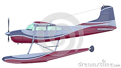 Retro seaplane illustration. 3D render Cartoon Illustration