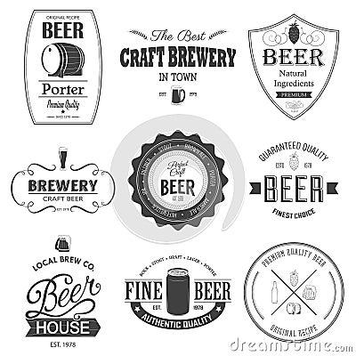 Retro set styled label of beer. Vector Illustration