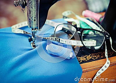 Retro sewing machine Stock Photo