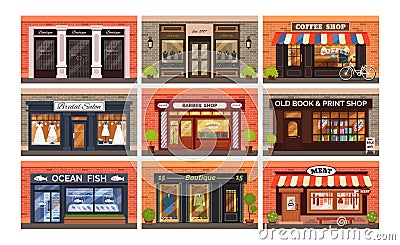 Retro shop store facade with storefront vector Vector Illustration