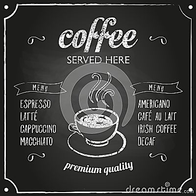 Retro sign with coffee menu Vector Illustration