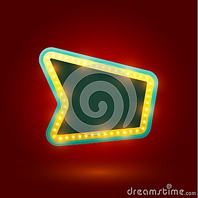 Retro sign with realistic lamps Vector Illustration